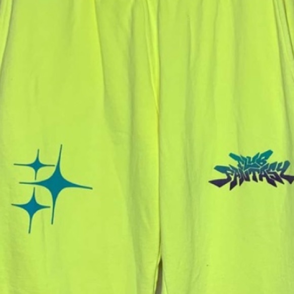 🔥🔥CLUB FANTASY NEON YELLOW STARLIGHT SWEATPANTS RAVE STREETWEAR XS NWT🔥🔥 - Picture 3 of 5